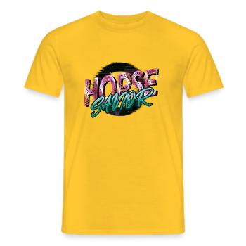 present idea deer quarter horse gift geek - Men's T-Shirt - yellow - Front - AI Model Male 178 dark (178cm)