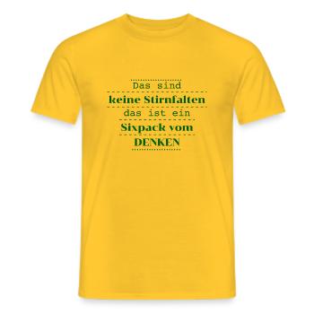 witzige lustige sprüche falten - Männer T-Shirt - Gelb - Vorne - AI Model Male 178 dark (178cm)