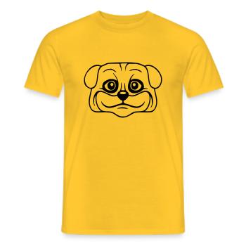 Dog Pug Small Cute Dick Love Happy Comic Fun - Men's T-Shirt - yellow - Front - AI Model Male 178 dark (178cm)