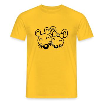 2 Mäuse Paar Zwei Verliebt Valentinstag Frau Mann - Männer T-Shirt - Gelb - Vorne - AI Model Male 178 dark (178cm)