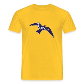 Seagull in flight with lettering "Moin Moin" - Men's T-Shirt - yellow - Front - AI Model Male 178 dark (178cm)