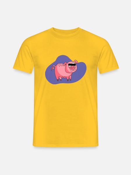 Cartoon Pig - Men's T-Shirt - yellow