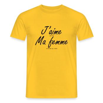J'aime quand ma femme m'invite au resto - T-shirt homme - jaune - Devant - AI Model Male 178 dark (178cm)
