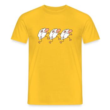 Trois moutons marchant Happy Pride 3 Friends Team - T-shirt homme - jaune - Devant - AI Model Male 178 dark (178cm)