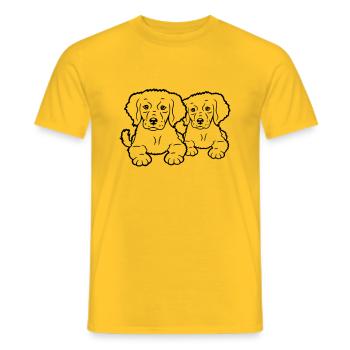 2 dogs team two friends crew happy brothers - Men's T-Shirt - yellow - Front - AI Model Male 178 dark (178cm)