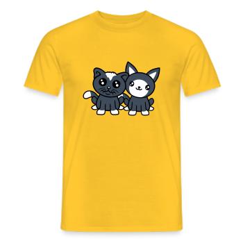 2 chats amis équipe équipage deux chatons de compagnie - T-shirt homme - jaune - Devant - AI Model Male 178 dark (178cm)
