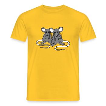 Zwei Böse Mäuse Wütend Frustriert Sauer Aggressiv - Männer T-Shirt - Gelb - Vorne - AI Model Male 178 dark (178cm)