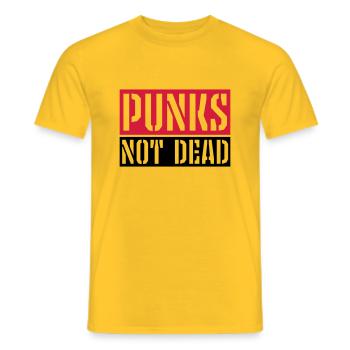 punks not dead quote - Men's T-Shirt - yellow - Front - AI Model Male 178 dark (178cm)