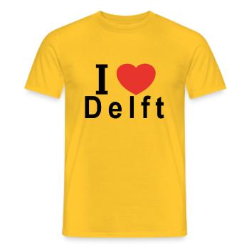 I love Delft - T-shirt homme - jaune - Devant - AI Model Male 178 dark (178cm)