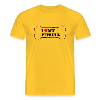 J’AIME MON PITBULL - T-shirt homme - jaune - Devant - AI Model Male 178 dark (178cm)