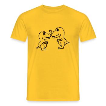 Verliebte Dinosaurier - Männer T-Shirt - Gelb - Vorne - AI Model Male 178 dark (178cm)