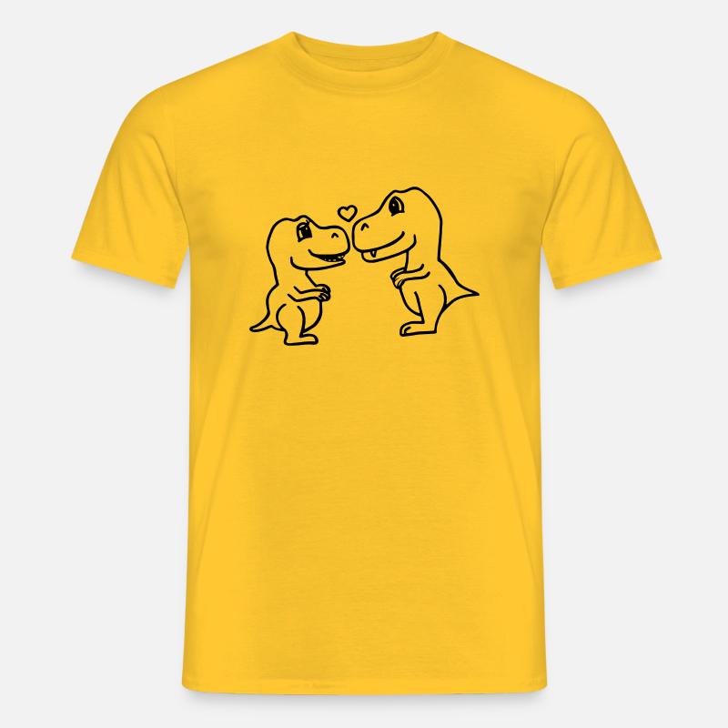 Verliebte Dinosaurier - Männer T-Shirt - Gelb