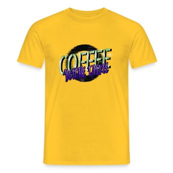 funny sayings bday tired drinking geek gift idea - Men's T-Shirt - yellow - Front - AI Model Male 178 dark (178cm)