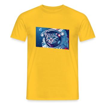 Astronaut cat in space - Men's T-Shirt - yellow - Front - AI Model Male 178 dark (178cm)