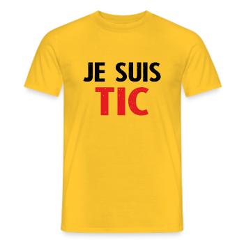 Je suis TIC - T-shirt homme - jaune - Devant - AI Model Male 178 dark (178cm)