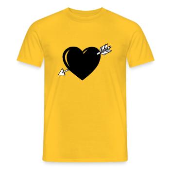 Schwarzes 3D Herz mit weißem Pfeil - Männer T-Shirt - Gelb - Vorne - AI Model Male 178 dark (178cm)