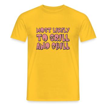 Most likely to Grill and Chill - Men's T-Shirt - yellow - Front - AI Model Male 178 dark (178cm)