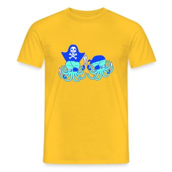 Zwei Oktopus Pirat Segel Crew Kapitän 2 Freibeuter - Männer T-Shirt - Gelb - Vorne - AI Model Male 178 dark (178cm)