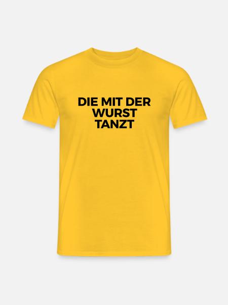 Die mit der Wurst tanzt - Männer T-Shirt - Gelb