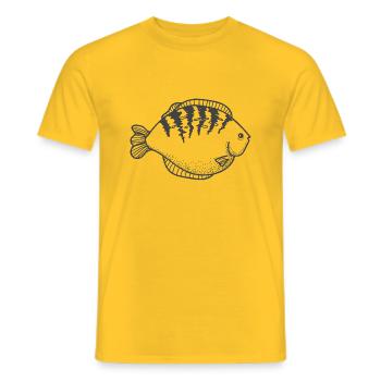 Poisson - dessiné - T-shirt homme - jaune - Devant - AI Model Male 178 dark (178cm)