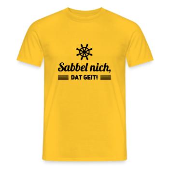 Sabbel nich dat geit Spruch Plattdeutsch - Männer T-Shirt - Gelb - Vorne - AI Model Male 178 dark (178cm)