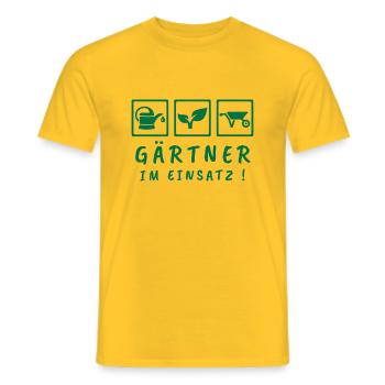 Gärtner im Einsatz - Männer T-Shirt - Gelb - Vorne - AI Model Male 178 dark (178cm)