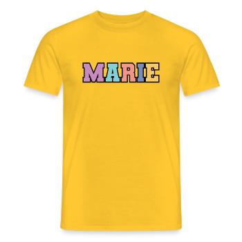Nom - Marie - T-shirt homme - jaune - Devant - AI Model Male 178 dark (178cm)