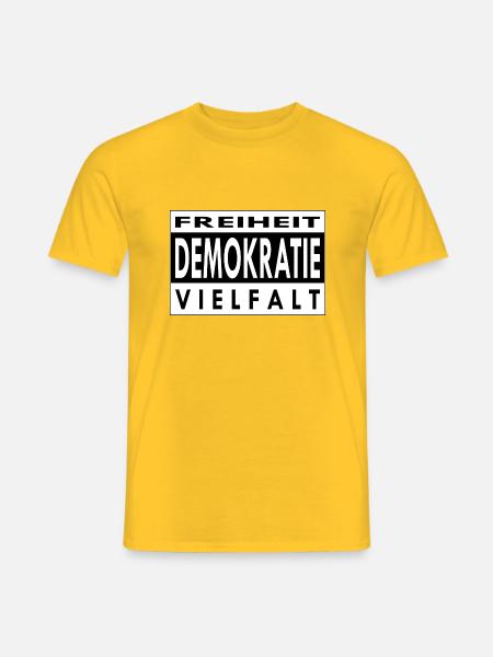 Freiheit, Demokratie & Vielfalt sind unsere Werte - Männer T-Shirt - Gelb