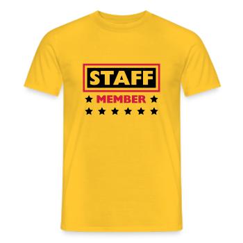Staff Member Friends Team Staff Crew Logo - Men's T-Shirt - yellow - Front - AI Model Male 178 dark (178cm)