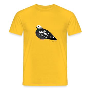 "Teddy" Die Stadttaube mit weißen Kopf - Männer T-Shirt - Gelb - Vorne - AI Model Male 178 dark (178cm)