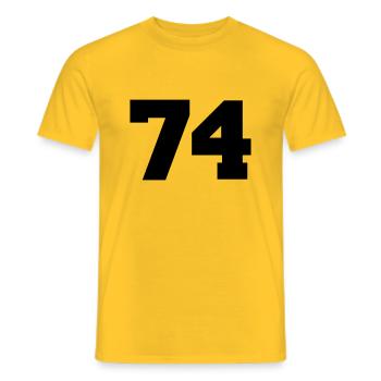 74 - Men's T-Shirt - yellow - Front - AI Model Male 178 dark (178cm)