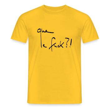 que le fuck Line Art - Minimalist - Men's T-Shirt - yellow - Front - AI Model Male 178 dark (178cm)
