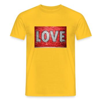 Love Brick Wall Graffiti - Men's T-Shirt - yellow - Front - AI Model Male 178 dark (178cm)