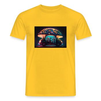 Mushroom car - Men's T-Shirt - yellow - Front - AI Model Male 178 dark (178cm)