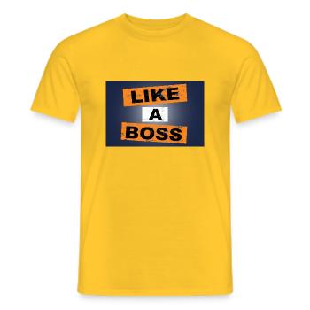 Tourner la page en disant lettrage - T-shirt homme - jaune - Devant - AI Model Male 178 dark (178cm)
