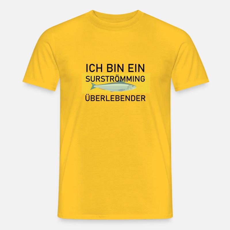 Surströmming Challenge Stinkefisch Kotzfisch - Männer T-Shirt - Gelb
