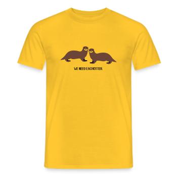 We need eachotter - Men's T-Shirt - yellow - Front - AI Model Male 178 dark (178cm)