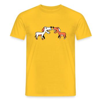 2 chiens aboient bruyamment à l’équipe de morsure Nasty Fight - T-shirt homme - jaune - Devant - AI Model Male 178 dark (178cm)