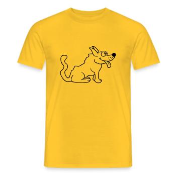 Cher chien tire la langue joyeusement - T-shirt homme - jaune - Devant - AI Model Male 178 dark (178cm)