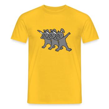 3 Bunnies Dabbing Dab Dance Pose Dancing Party Celebrate - Men's T-Shirt - yellow - Front - AI Model Male 178 dark (178cm)