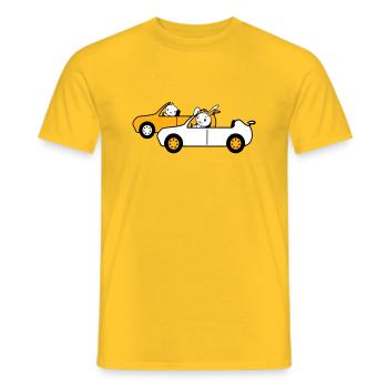 Hase Vogel Küken 2 Auto fahren Team Zwei Freunde - Männer T-Shirt - Gelb - Vorne - AI Model Male 178 dark (178cm)