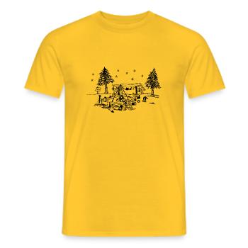 Swedish shelter - Men's T-Shirt - yellow - Front - AI Model Male 178 dark (178cm)