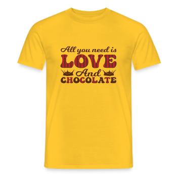 Tout ce dont vous avez besoin, c’est d’amour et de chocolat - T-shirt homme - jaune - Devant - AI Model Male 178 dark (178cm)