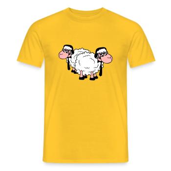 2 Sheep Sunglasses Music Party DJ Team Friends - Men's T-Shirt - yellow - Front - AI Model Male 178 dark (178cm)