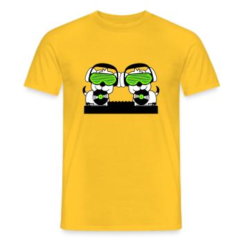 2 Dogs DJ Vinyl Record Club Disco Music Duo - Men's T-Shirt - yellow - Front - AI Model Male 178 dark (178cm)