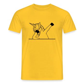 feld text schreiben schild mauer dabbing unicorn d - Männer T-Shirt - Gelb - Vorne - AI Model Male 178 dark (178cm)