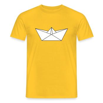 Faltschiff / Papierschiff - Männer T-Shirt - Gelb - Vorne - AI Model Male 178 dark (178cm)