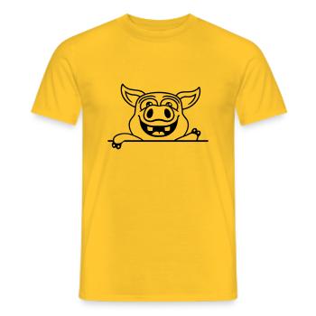 Sympathique cochon d’écurie ondulant - T-shirt homme - jaune - Devant - AI Model Male 178 dark (178cm)
