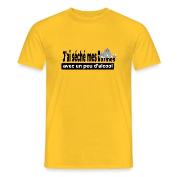 J'ai séché mes larmes avec un peu d'alcool design - T-shirt homme - jaune - Devant - AI Model Male 178 dark (178cm)