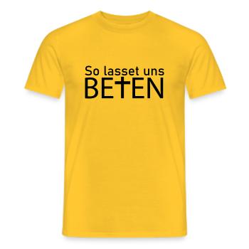 So lasset uns BETEN Kreuz - Männer T-Shirt - Gelb - Vorne - AI Model Male 178 dark (178cm)